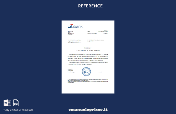 modello di riferimento Citibank di Hong Kong in stile verificato